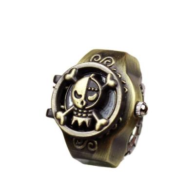 China Retro Creative Retro Anime Flip Finger Watches Skeleton Quartz Watch Halloween Props Ring Watches for sale