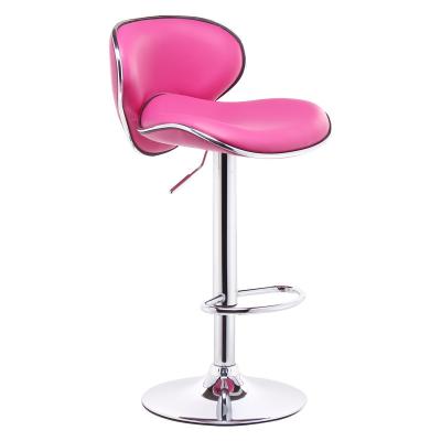 China Home and Kitchen Furniture Adjustable Height Modern Swivel Pink Bar Stool With Back for sale