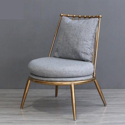 China Mid Century Modern Metal Design Champagne Gold Upholstered Lounge Chair With Cushions for sale