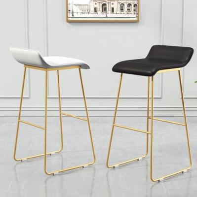 China Modern Colored High Back Frame Modern Colorful Leisure Gold Steel Metal Bar Furniture PU Leather Commercial Used Bar Stool for sale