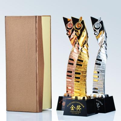 China Best sale Support OEM Factory Price Custom Music Melody note gold resin trophy en venta