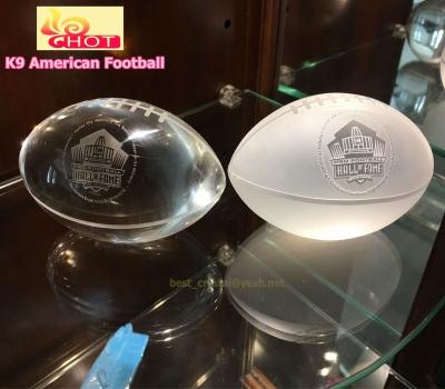 中国 Personalized Logo Engraving K9 Crystal Glass American Football 販売のため