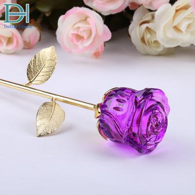 China Valentine Gifts 35mm Bud Purple Crystal Rose Souvenir for sale