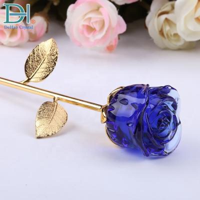 China Valentine Gifts 35mm Bud Blue Crystal Rose for sale