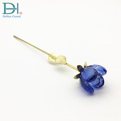 China Valentine Day Gifts 30mm Bud Blue Crystal Rose for sale