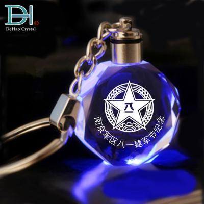 China Wedding gifts Custom Engraving Personalized LED Crystal Keyring for sale