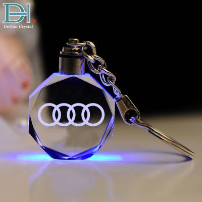 China Wedding Gifts Souvenirs Custom Car Logo LED Crystal Keyring for sale