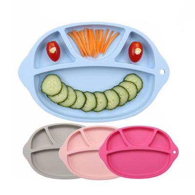 China Minimalist Amazon Best Seller Anti Skid And Heat-Resisitant Silicone Soft Round Divided Baby Dinner Plates for sale