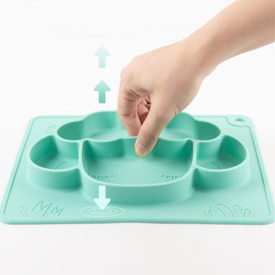 China Baby Divided 2022 Logo Round Shape Section Kids Suction Dish Silicone Dish Minimalist Custom 4 Color Baby Silicone Dish New for sale