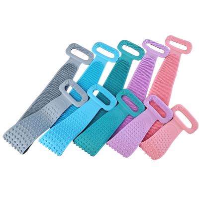 China High Quality Silicone Bath Towels Wholesale Long Handle Salon Bath Shower Back Body Brush For Skin Cleanser 80cm 90cm for sale