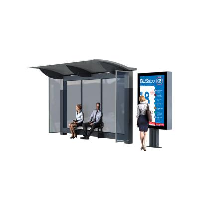 China Outdoor Metal Sola Bus Shelter Outdoor Advertising Station for sale