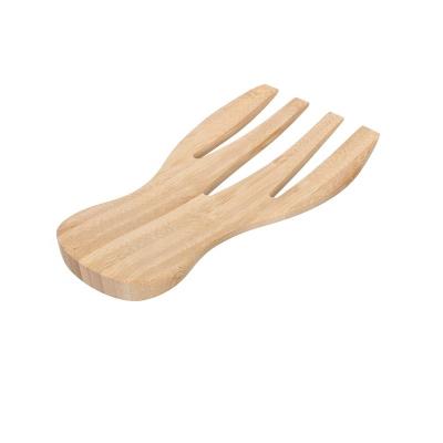 China Sustainable Salad Hands Servers Wooden Mixing Tongs Cream Dessert Salad Forks Serving Kitchen Utensils Accessories For Salad Fruit for sale