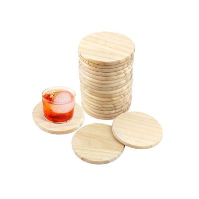 China Sustainable Wholesale Custom Printed Round Cheap Wood Coasters for DIY Stained Painting Wood Wedding Decoration for sale