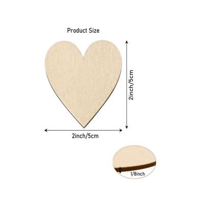 China Contemporary 100 Pieces Wedding Valentine DIY Decor Wood Heart Cutouts Wood Heart Slices Embellishments Ornaments for sale