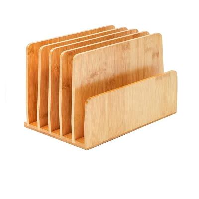 China Packing Items Eco Friendly Office Desktop Document Files Magazine Books Bamboo Organizer with 5 Slots for sale