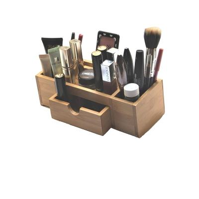 China Packing Items Wholesales Bamboo Box Bamboo Desk Organizer Multifunctional Office Stationery Desktop Bamboo Desk Organizer with a Drawer for sale