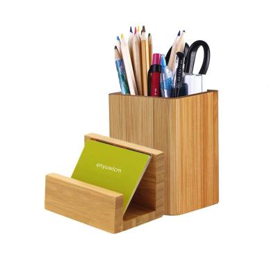 China Packing Items China Professional Manufacturer Desk Business Card Holder Stand and Bamboo Pen Holder Cup for Office Home School for sale