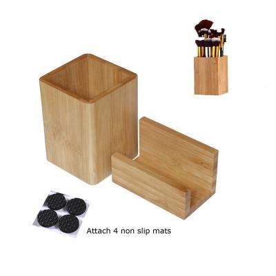 China Packing Items Factory Direct Sale Oem Customizable Office Home Bamboo Pen Pencil Holder with Business Card Holder Stand for sale