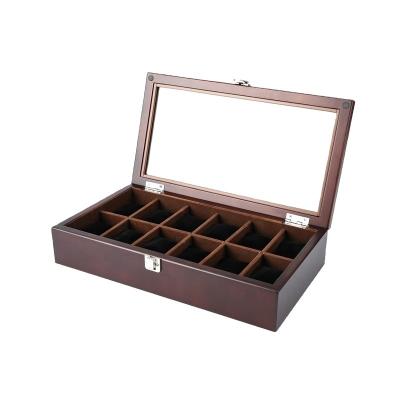 China Handmade Glass Top Watch Box For Brand Watches 8 slots wooden boxes with glass lids for sale