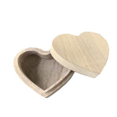 China Handmade Customized Mini Heart  shaped wooden  box for jewelry for sale