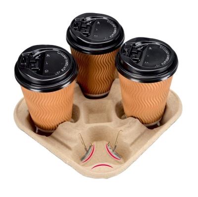 China 100% Hot Selling High Quality Disposable Eco Friendly Biodegradable 4 Cup Coffee Tray for sale