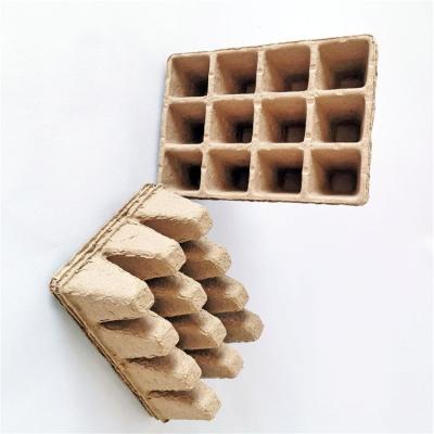 China Pulp Seedling Nursery Flower Pot Seeding Cup Packing Compostable Seed Starting Pulp Molded Seedling Tray for sale