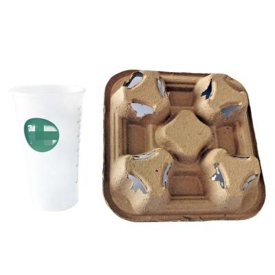 China Food Beverage Coffee Paper Cup Holder Tray 4 Cup Pulp Molded Disposable Pulp Mount Accept for sale