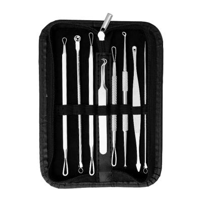 China Professional 8PCS Acne Comedone Acne Treatment Blackhead Remover Tool Stainless Steel Facial Blackhead Remover Set With Travel Case for sale