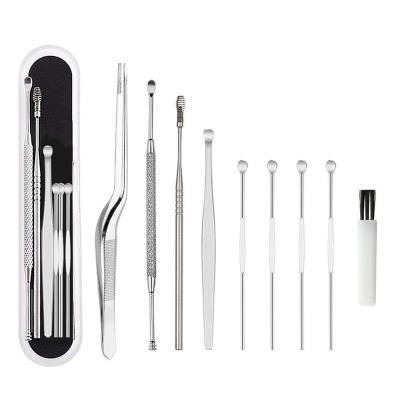 China Durable 8pcs/Set Multi-Function Double Wax And Useful Spiral Ear Pick Stainless Steel Ear Clean Tool With Plastic Box for sale