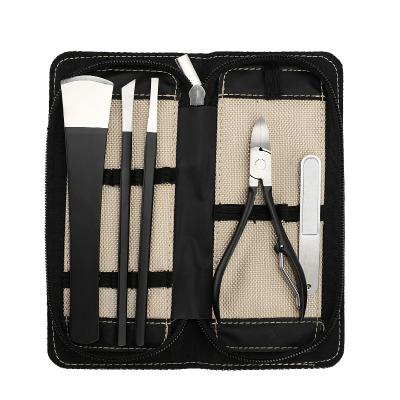 China 5pcs Foot Scraper Pedicure Knife Set For Inveterate Toe Nail Correction Nippers Clipper Remover With Storage Bag for sale