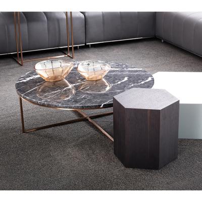 China Coffee table natural marble top coffee table luxury modern center table for living room furniture for sale