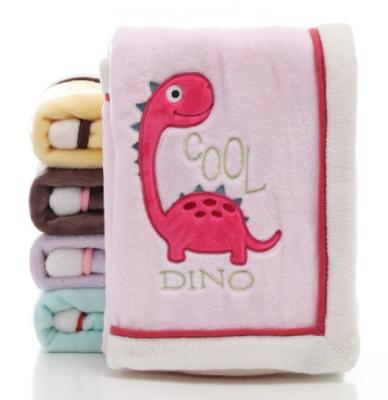 China Embroidered Cartoon Thickened Flannel Travel Baby Blanket for sale