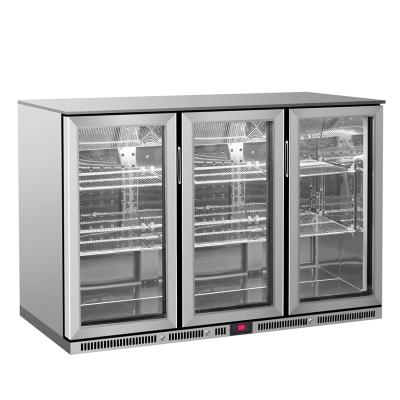 China R600a Stiainless Steel Triple Door Beer Cooler Refrigerator Vertical Fridge Freezer for sale