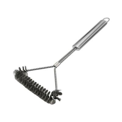 China Factory direct sale easily cleaned stainless steel wire BBQ grill cleaning brush with steel handle for sale