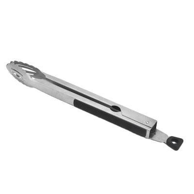 China Thermal Resistance Amazon Household Handle Stainless Steel Hot Selling Outdoor Black Food Tongs For BBQ for sale