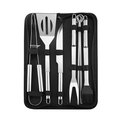 China Easily Cleaned Amazon Stainless Steel Grill Set 3 Pieces GRILL BBQ Tool Kit Cloth Bag 9 Pieces Outdoor Cooking Fork Household for sale