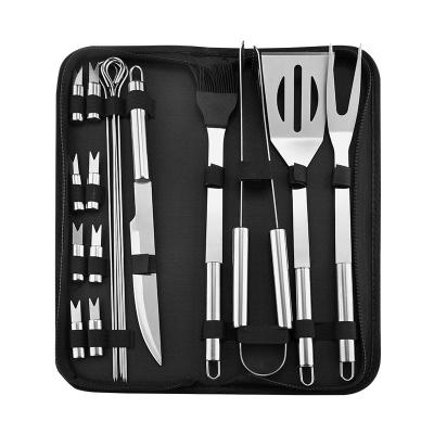 China Hot Selling Easily Cleaned Stainless Steel BBQ Tools 18 Piece BBQ Grill Tool Kit Outdoor Home Roasting Fork for sale