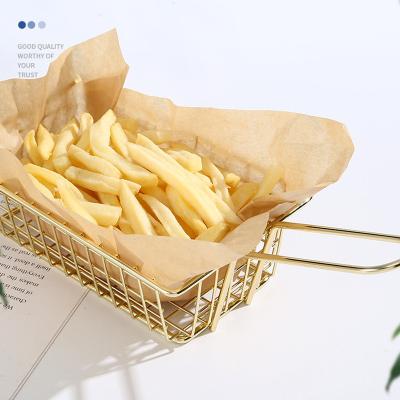 China Mini Multi-functionSquare Viable Black Metal Stainless Steel Wire Mesh French Fries Basket Snack Storage Basket for sale