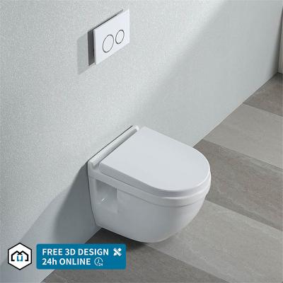 China Modern Round Toilet Ceramic Wall Mount WC One Piece Toilet With PP Cover for sale