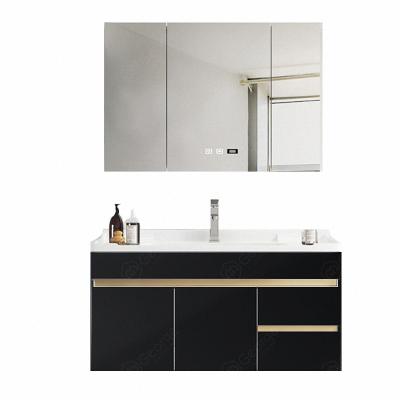 China Custom Modern Wall Mounted Bathroom Vanity Plywood Bathroom Cabinet Bathroom Furniture With LED Mirror for sale