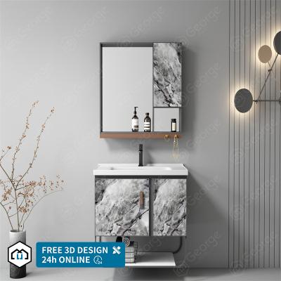 China Bathroom Equipment Style Modern Bathroom Vanity Wall-Hung Aluminum Cabinet L6603 for sale