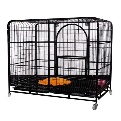 China 2022 Durable Heavy Duty Pet Wire Cage And Metal Square Tube Folding Animal Run Kennel Fold Dog Cage On Wheels for sale