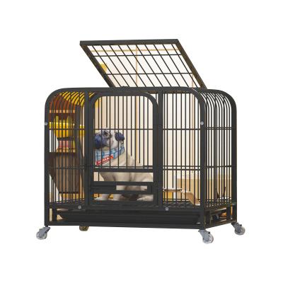 China Viable Stain Express Heavy Duty Steel Pet Cage Double Door And Four Wheels Dog Cages Medium Large Pet Cages for sale