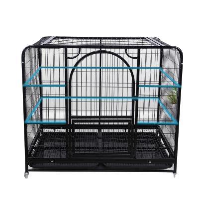 China Durable Heavy Duty Large Iron Dog Crates Crate Kennel Strong Metal On Wheels Large Dogs Wholesale Dog Cages for sale