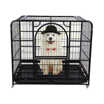 China Besky Cheap Large Dog Cage Sustainable Two Door Four Wheels Metal Crate Kennel Strong Dogs For Sale for sale