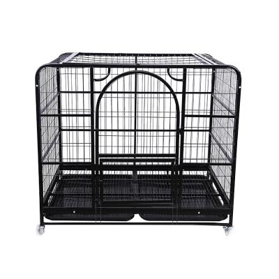 China Long Sustainable Dog Cage Pets Double Door Dog Cages Crates Includes Tray Ground Protection Roller Feet Dog Cage Metal for sale