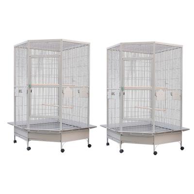 China Vintage Large Viable Bird Cage For Decoration Jaulas De Cotorras Luxury Metal Pet Bird Parrot Macaw Breeding Cage for sale