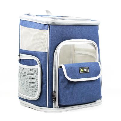 China Wholesale B032 Portable Oxford Cloth Pet Bag Cat Carrier Stored Backpack For Pet Cat Dog With Harness for sale