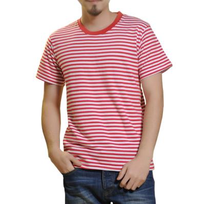 China 2021 New Arrival Custom Anti-wrinkle Cotton Striped Design T-shirt Custom Logo Printing Stripes T-shirt For Men for sale