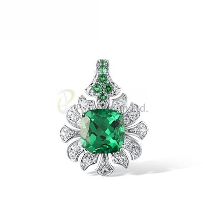 China Fashion Newest Tasteful Sterling Silver Pendant Green Spinel,White CZ with out chain for birthday gift for sale